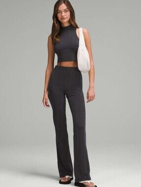 lululemon Ribbed Softstreme Flare Pants Tall Charcoal Gray